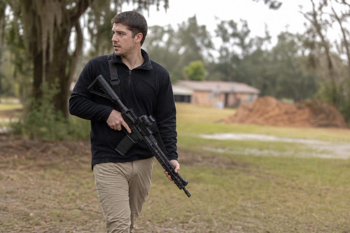 AR-15 sling configuration for controlled outdoor carry