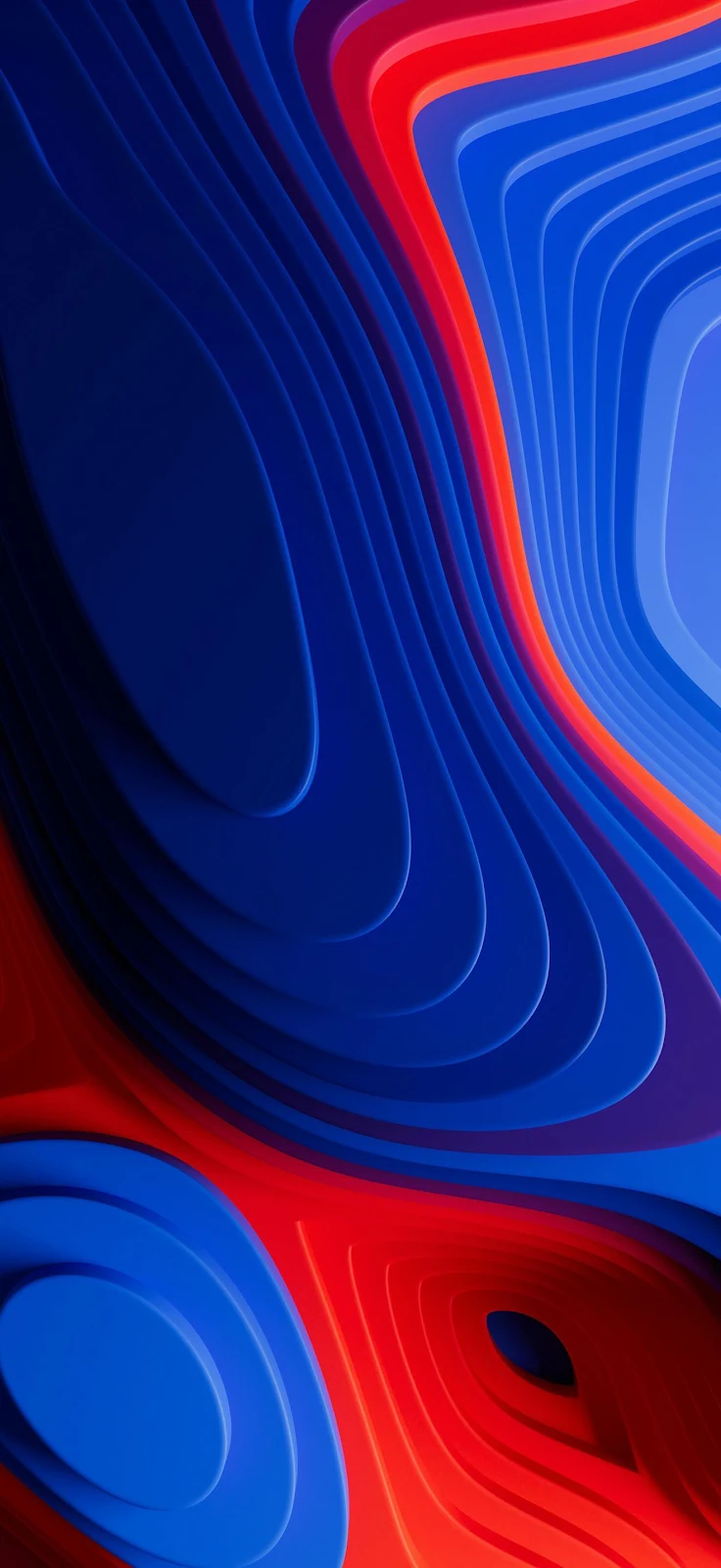 Abstract Blue and Red Waves - Digital Art Full HD iPhone Wallpaper (1320x2868)