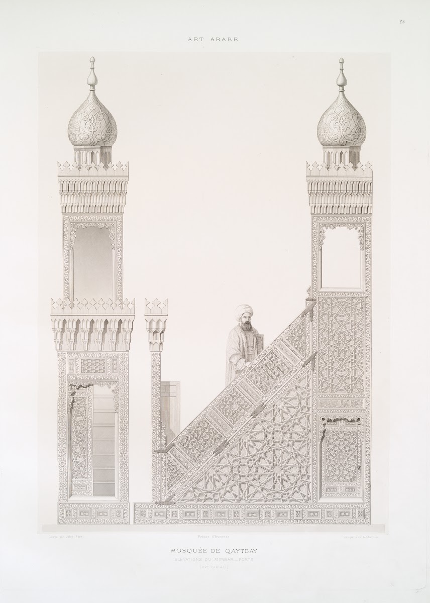 Mosquée de Qaytbay élévations du mimbar porte XVe siècle 1877