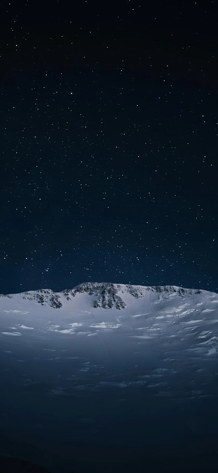 Starry Night Over Snowy Mountain - Astrophotography Landscape 2K iPhone Wallpaper (1798x3895)
