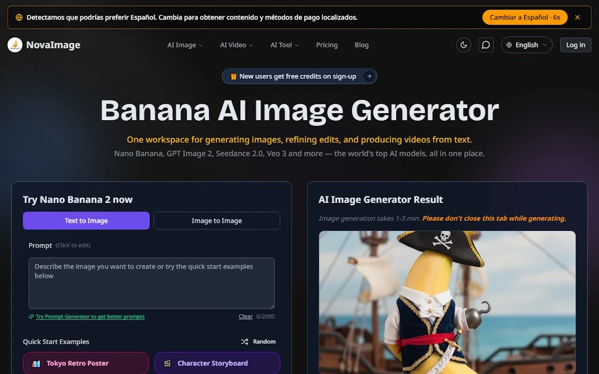 Captura de Nanobanana.co