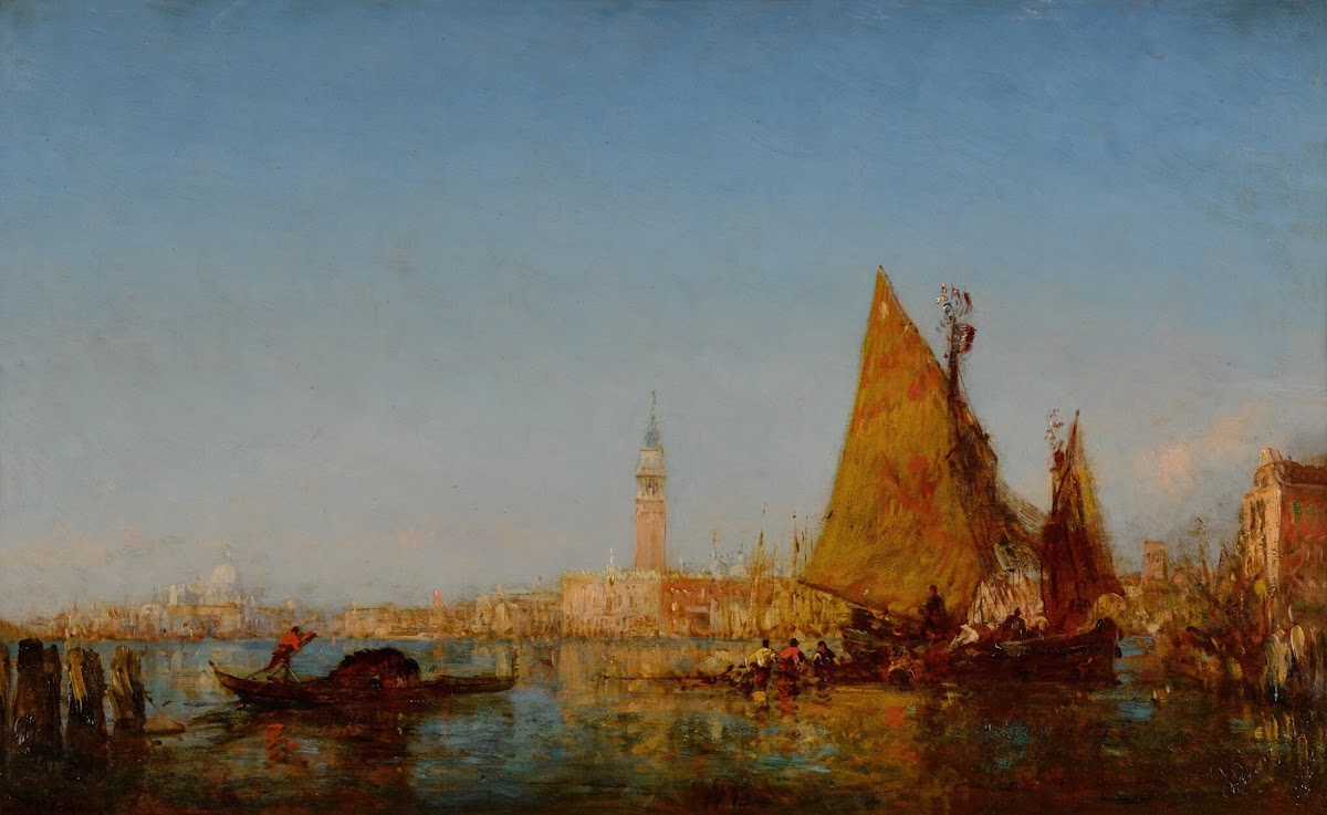 Fishing Boats in the Bacino Palazzo Ducale and the Campanile Beyond