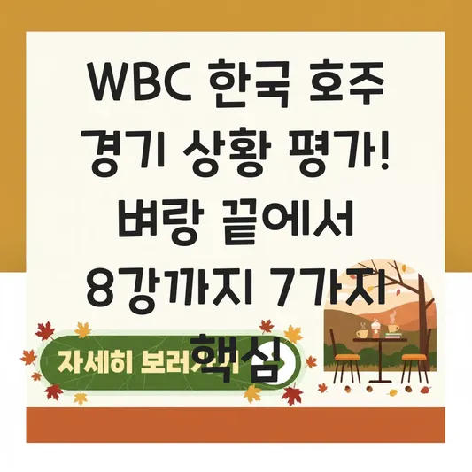 WBC 한국 호주 경기 상황 평가