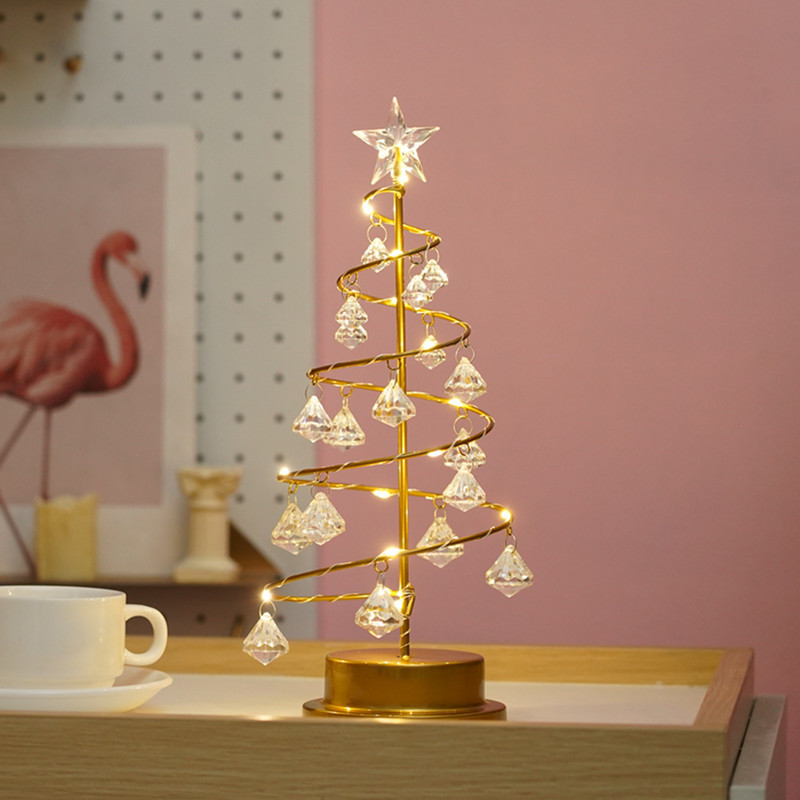 LED-Kristallbaum-Licht mit Metallsockel, USB und Batterie