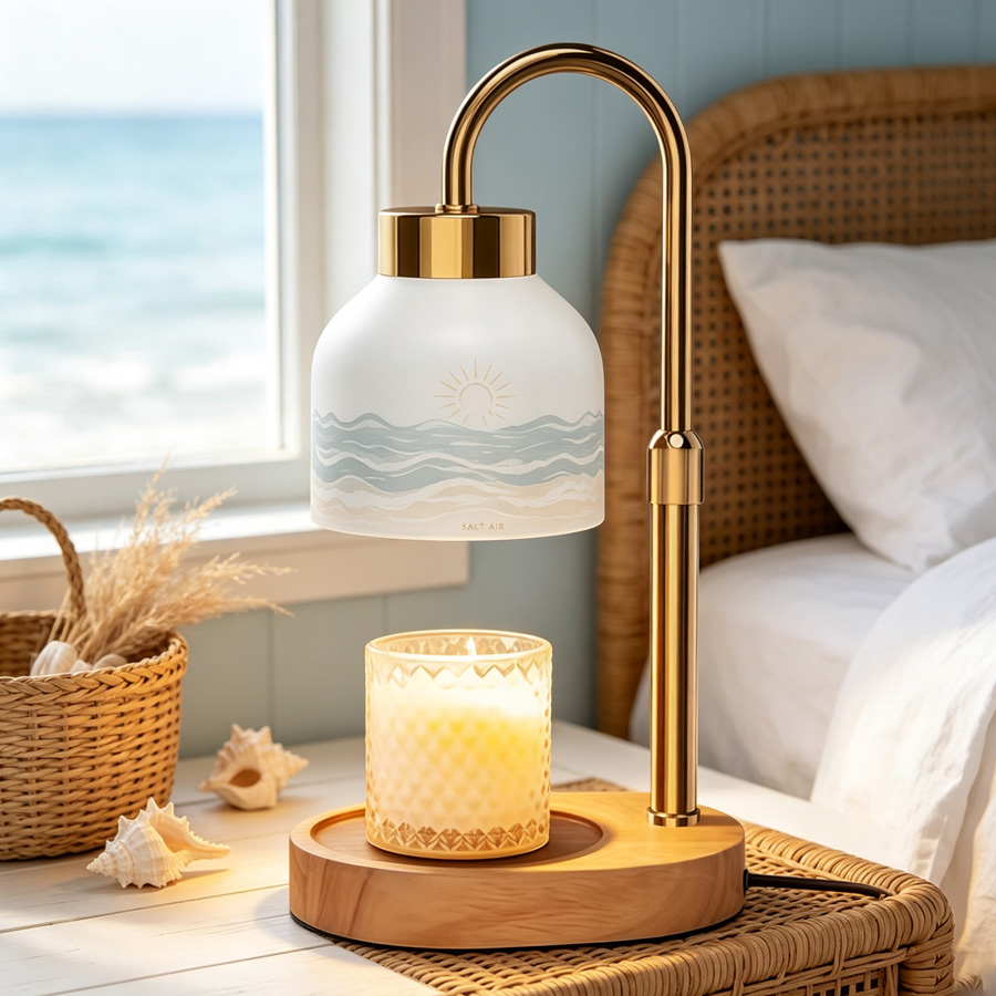 Candle Warmer Lamp with Wooden Base