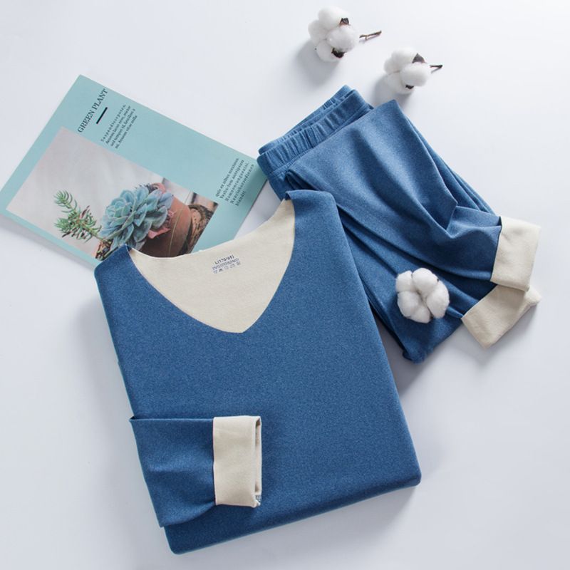 Couples Thermal Underwear Set, V-Neck, Lined