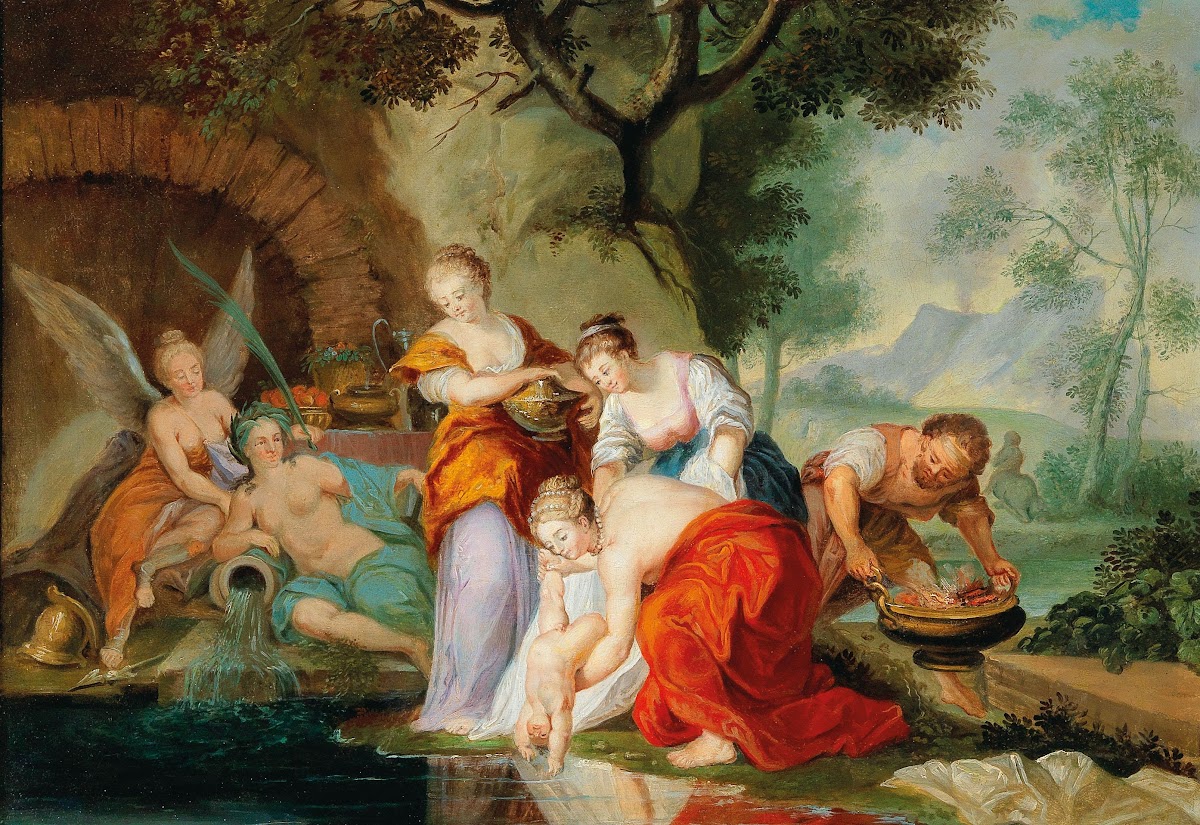 Thetis dipping the infant Achilles into the River Styx 18th Century