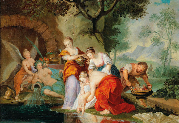 Thetis dipping the infant Achilles into the River Styx 18th Century