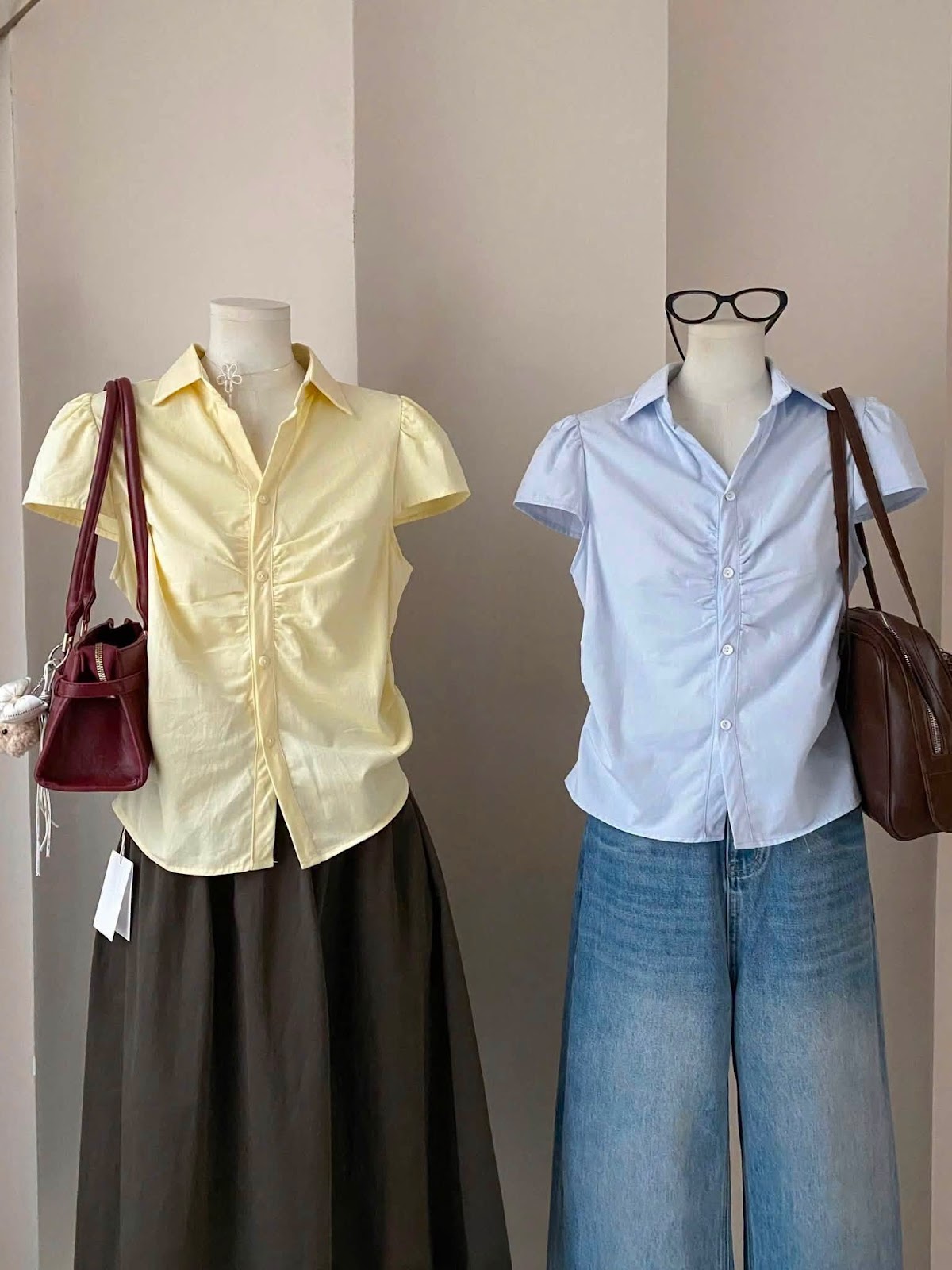 Áo sơ mi ngăn tay nút nhíu ngực XONXEN SHOP A805 – Image 8