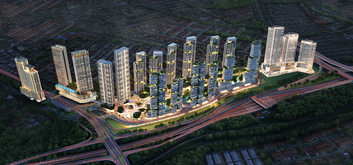 The Maple Residences @ W City OUG — project aerial night