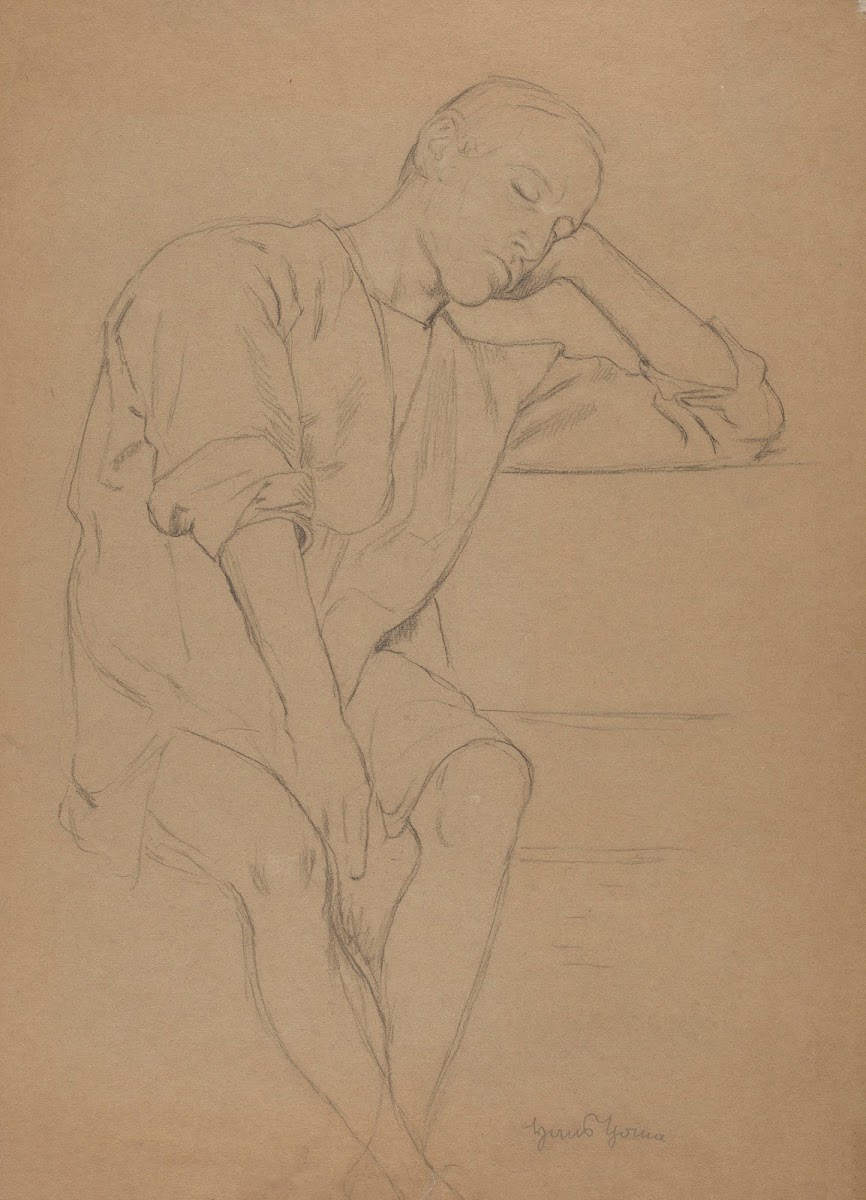 Man Sitting in a Shirt with the Head Resting on the Hand 1880   1890