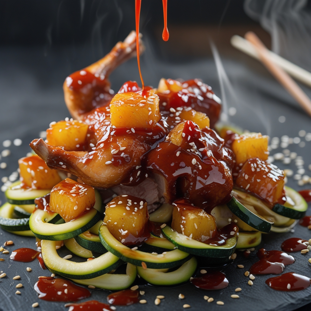 Final Korean BBQ Turkey & Pineapple Power Skillet with Zucchini Noodles