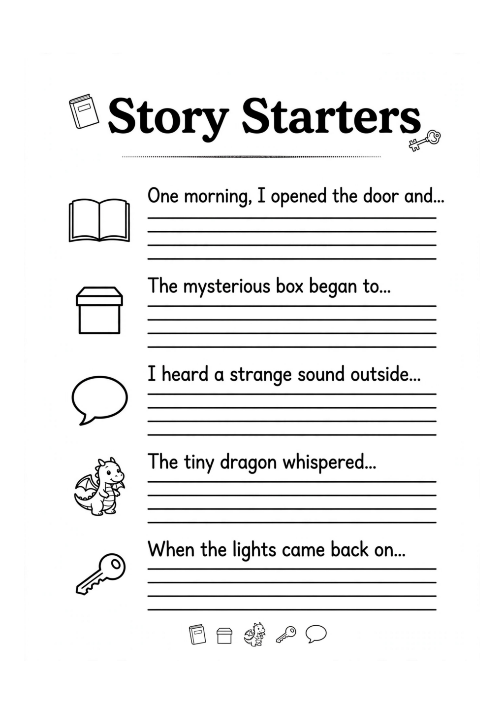 Story Starter Writing Prompts Worksheet