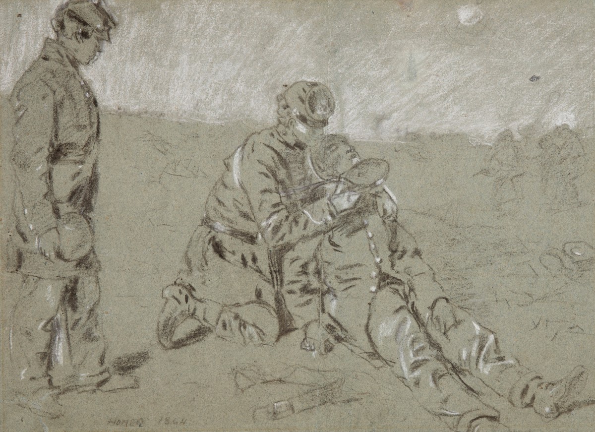 Soldier Giving Water to a Wounded Companion 1864