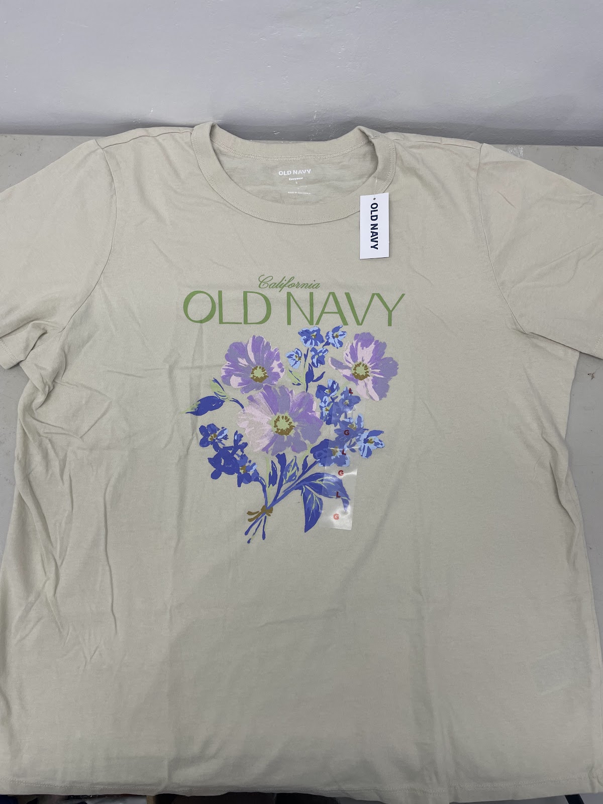 Oldnavy W Shirt Floral Beige L #2171
