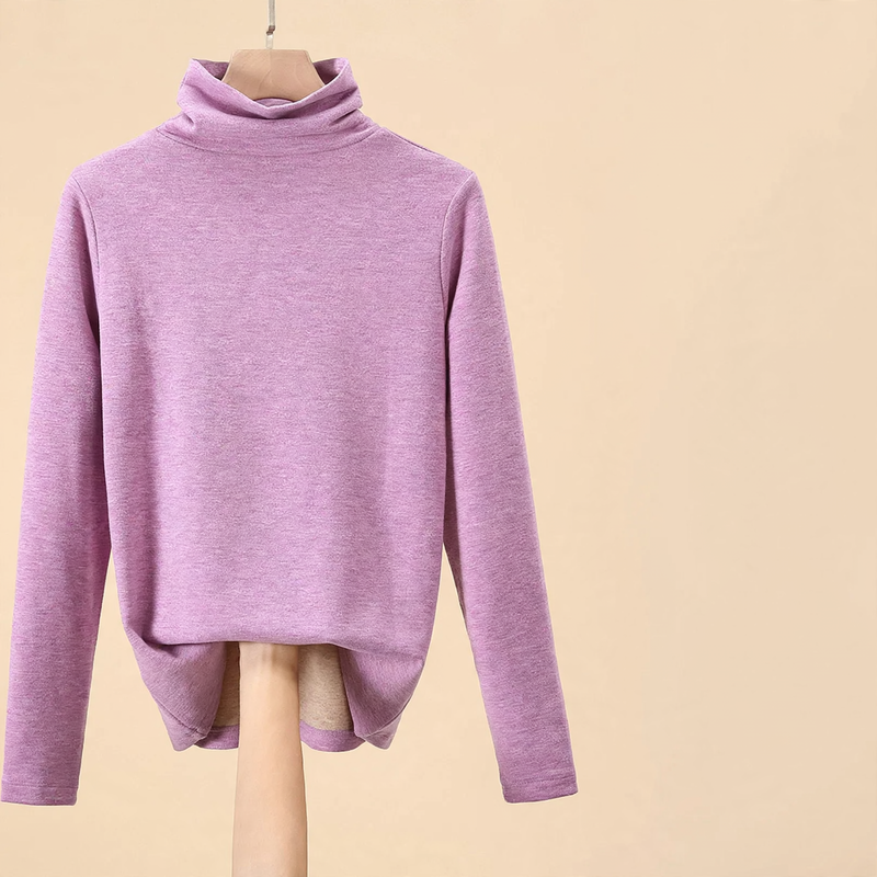 Women's long sleeve shirt, lined, with round neckline