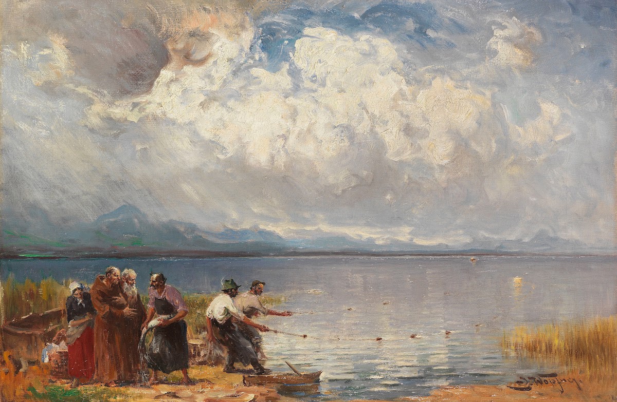 Fischer und Mönche am Ufer 1920 1927