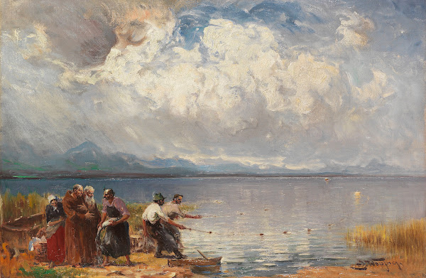 Fischer und Mönche am Ufer 1920 1927