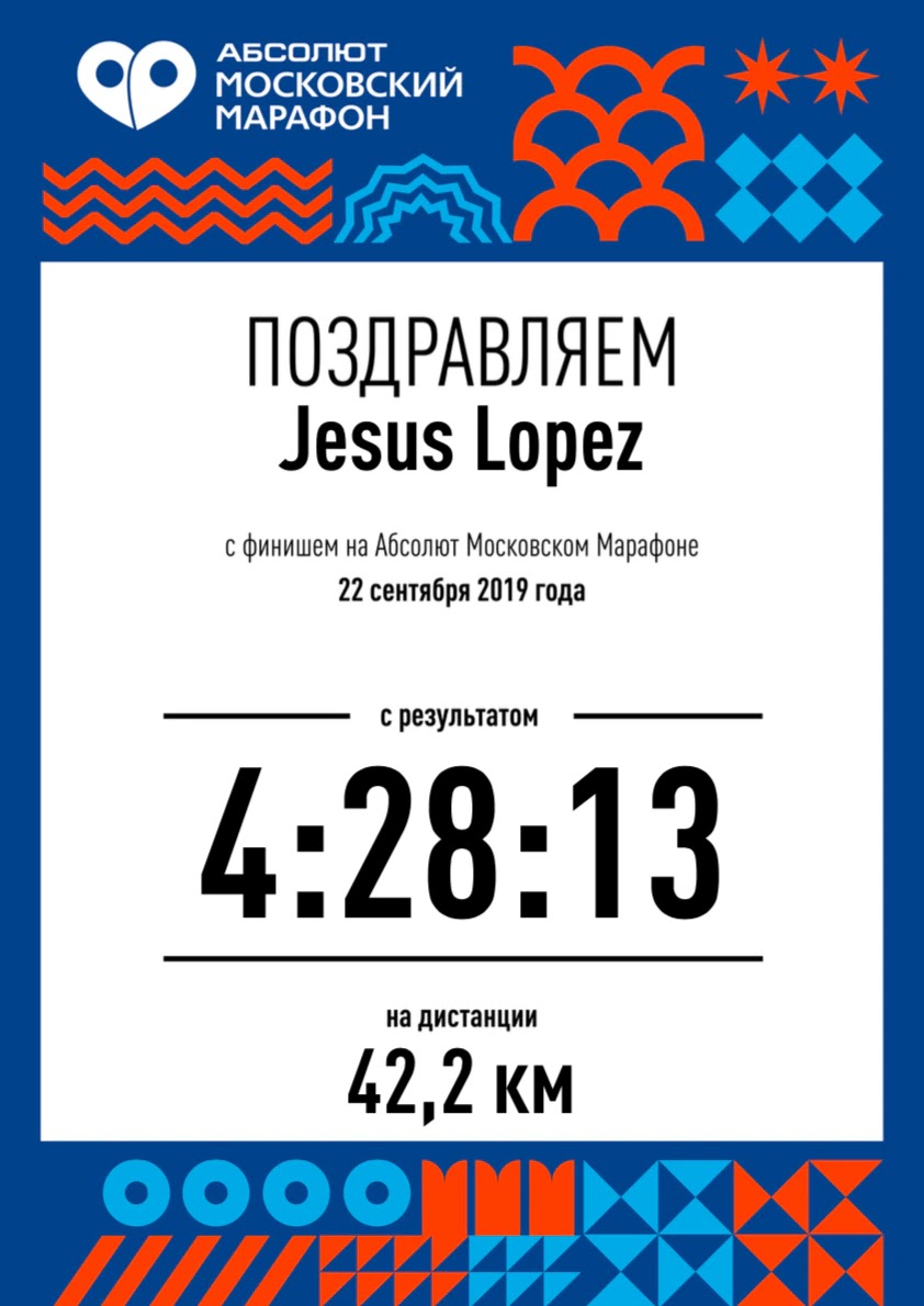 Diploma de MOSCOW MARATHON