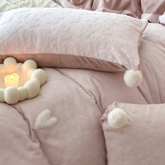 Milk Fiber Fleece Bedding Set, Thickened, with Embossing
