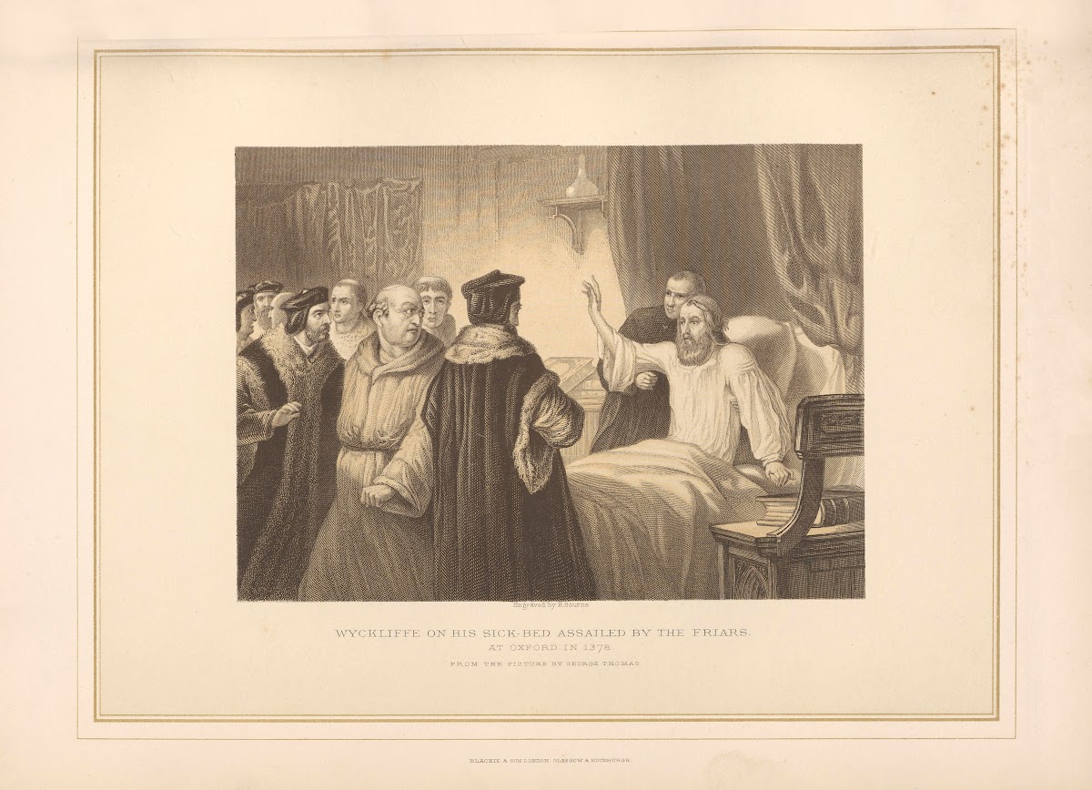 Wycliffe on his Sick bed assailed by the Friars  George H Thomas 19th century