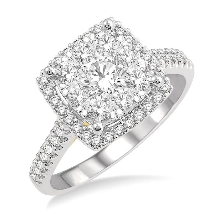 Cushion Shape Halo Lovebright Essential Diamond Engagement Ring