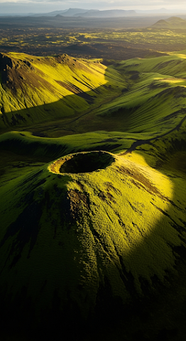 Icelandic Moss Volcano Golden Light