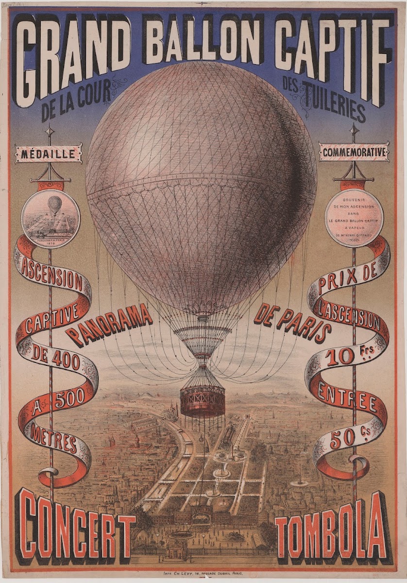 Grand ballon captif de la cour des Tuileries Concert tombola 1879