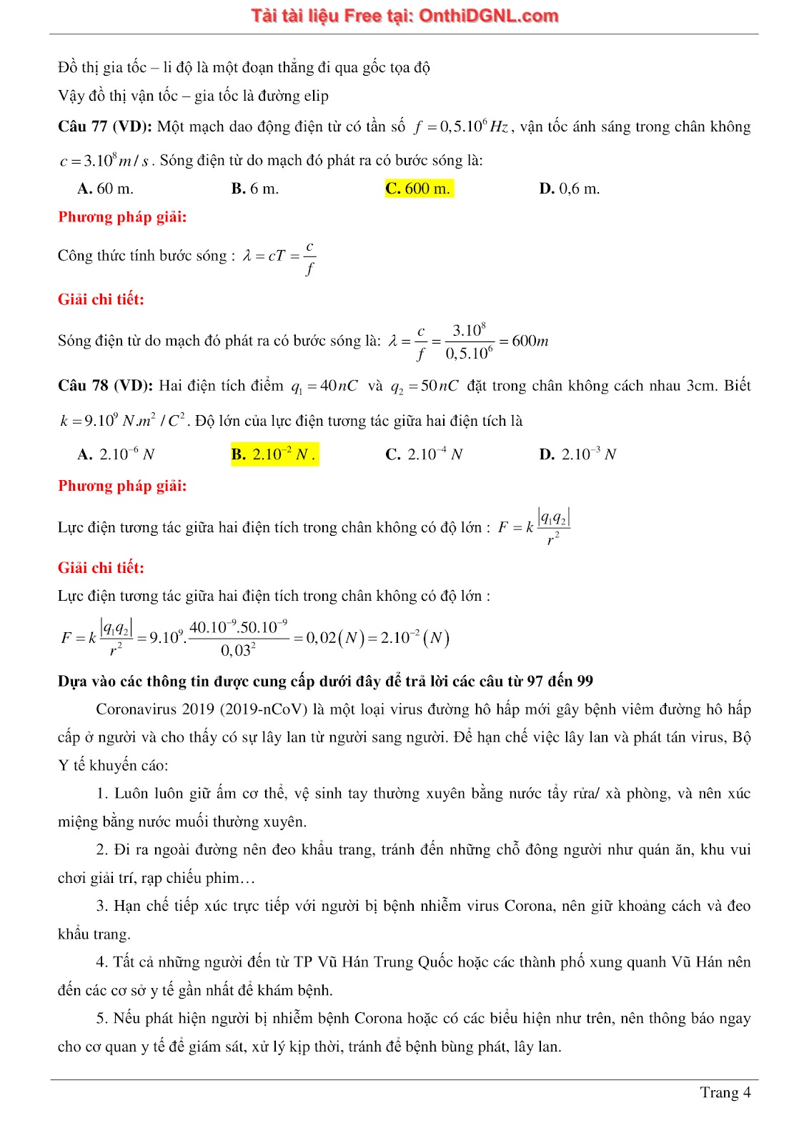 300 bài tập môn Vật Lý - Ôn thi ĐGNL ĐHQG TPHCM Phần 20