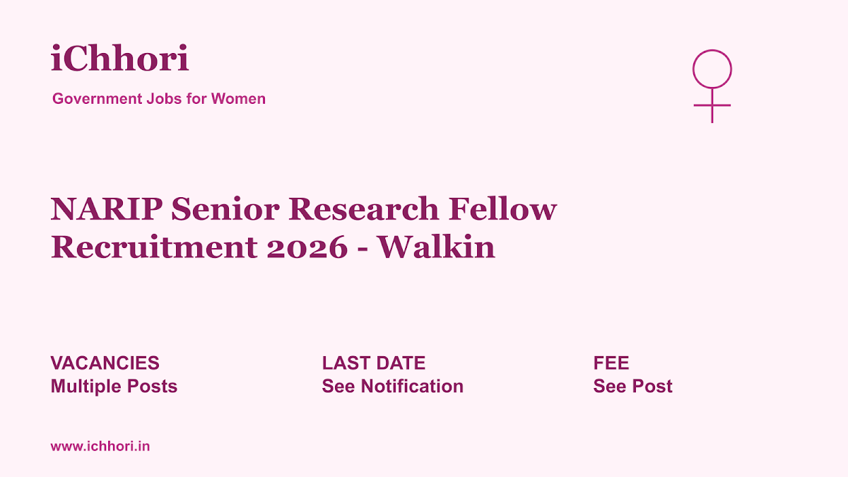 NARIP Senior Research Fellow Recruitment 2026 - Walkin - iChhori