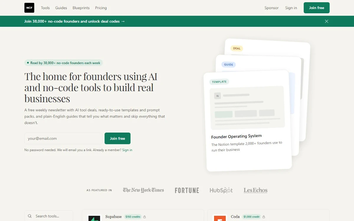 Captura de No Code Founders --