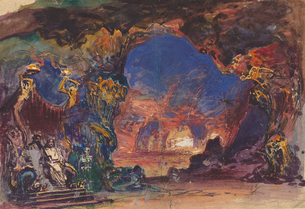 Underworld Scene with a Man and Woman Enthroned and Death Standing Guard