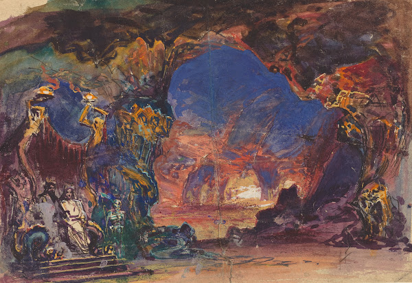 Underworld Scene with a Man and Woman Enthroned and Death Standing Guard