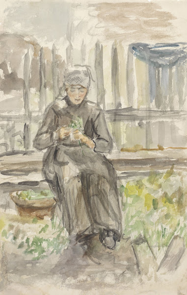 Zittend meisje in een tuin 1834   1911