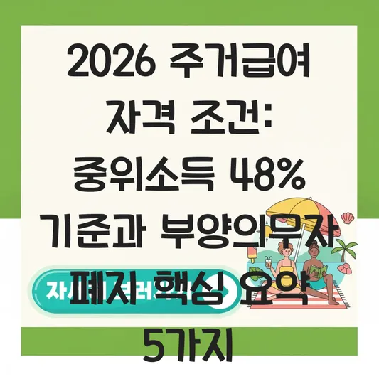 2026년 주거급여 자격 조건: 중위소득 48% 기준 및 부양의무자 폐지 내용 완벽 정리 대표 이미지