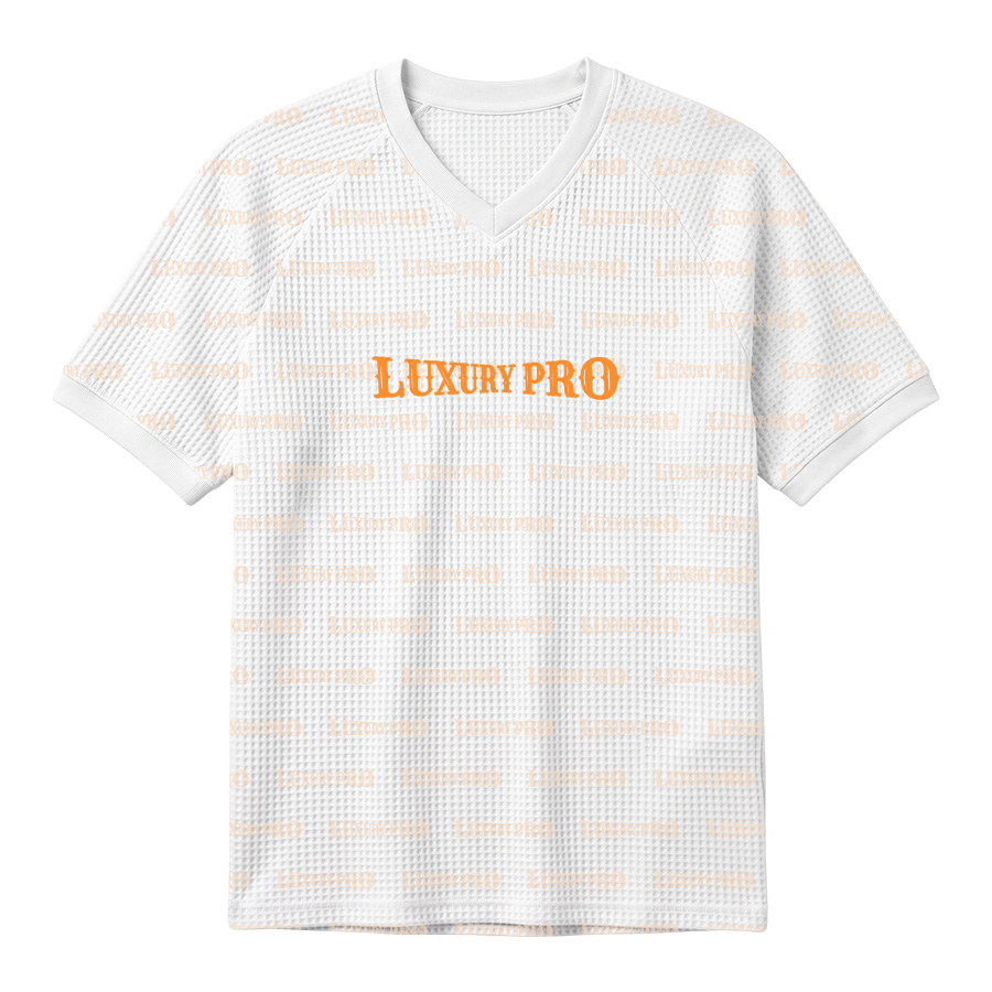 AOP MEG Waffle V-neck double stitched short sleeved shirt