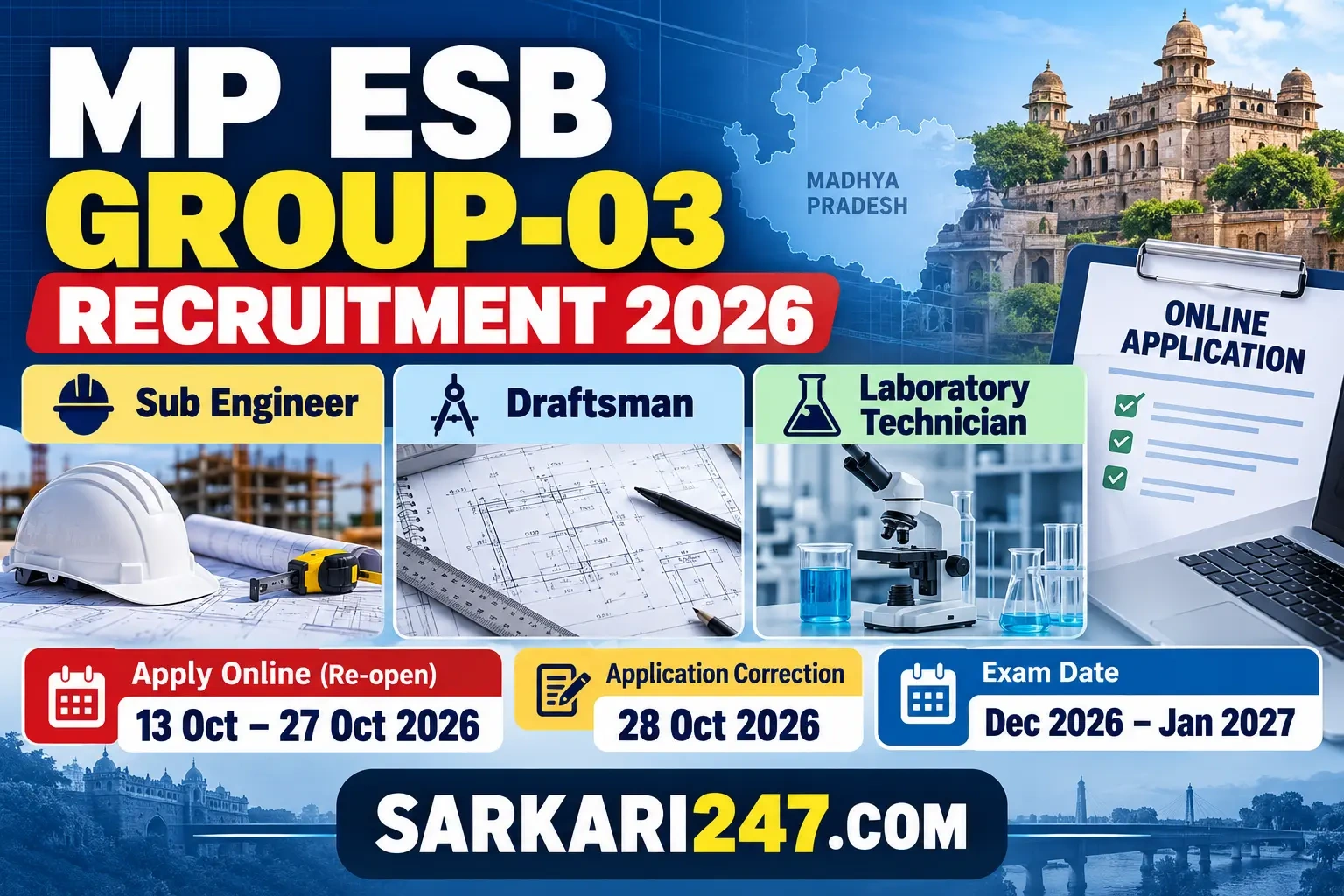 MP ESB Group 3 Recruitment 2026 (Second) Notification - MP Employees Selection Board