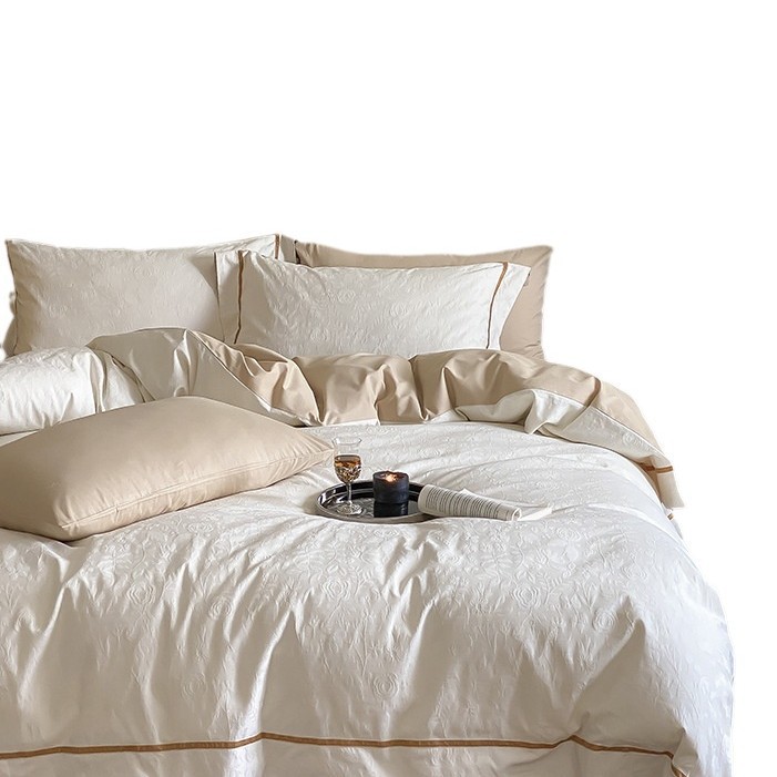Cotton bedding set, brushed, jacquard, striped