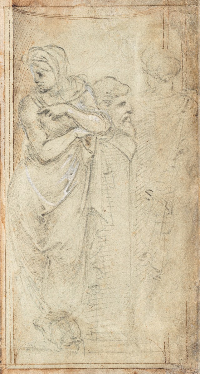 Two Draped Women Standing on Either Side of a Herm 1488 1493