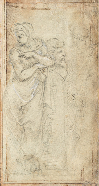 Two Draped Women Standing on Either Side of a Herm 1488 1493