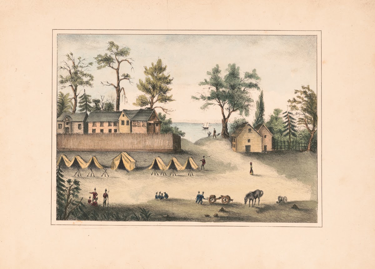 Soldiers in camp outside the fortified houses Picolata Florida 1837