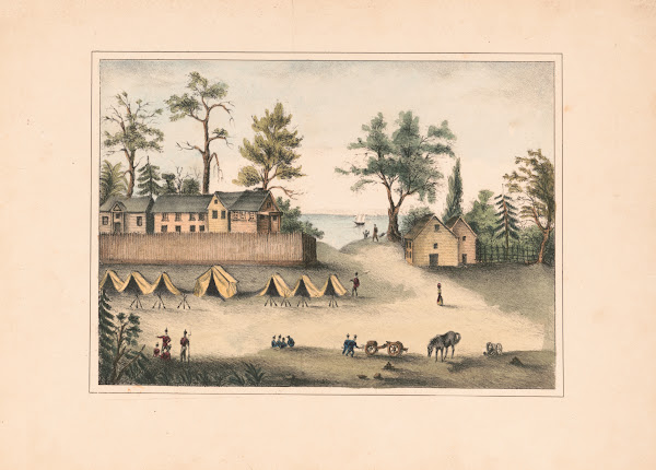 Soldiers in camp outside the fortified houses Picolata Florida 1837
