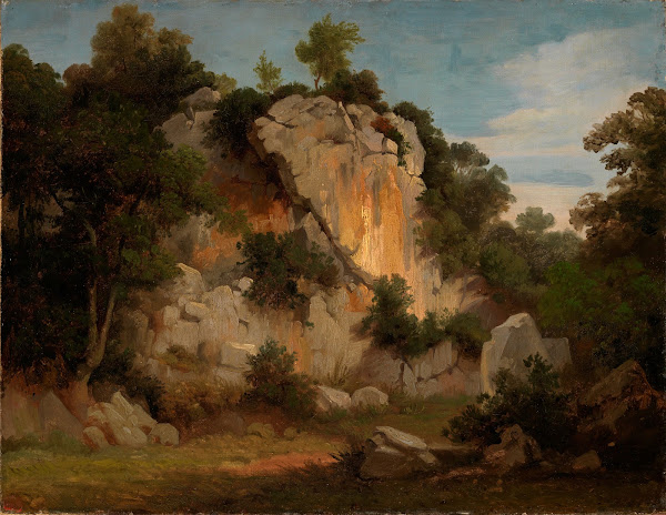 Felswand mit Bäumen und Gesträuch before 1840