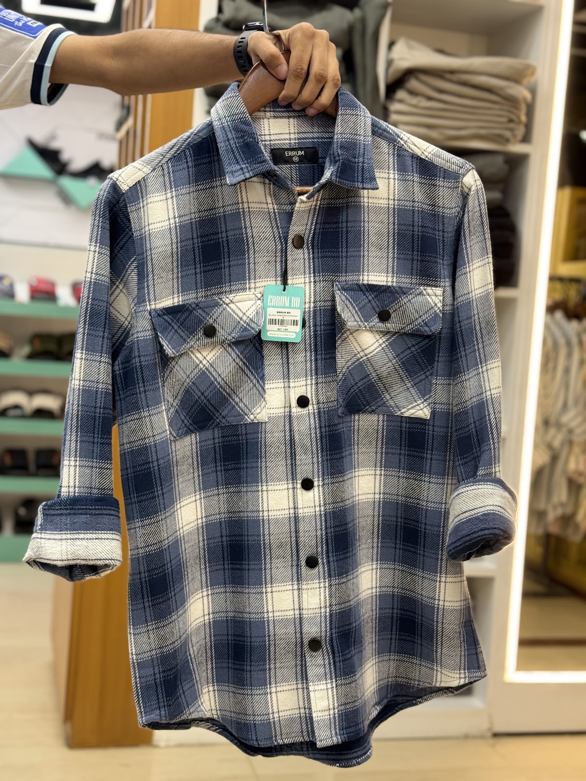 Sky Blue Cheque Flannel Shacket
