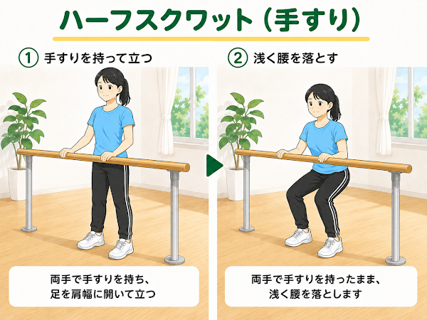 ハーフスクワット（手すり）