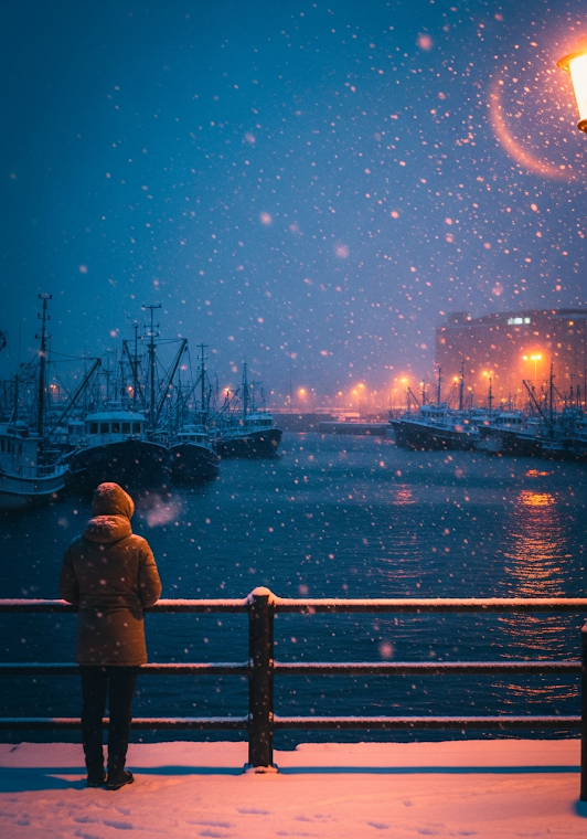 Snowy Town Mountain Sunset