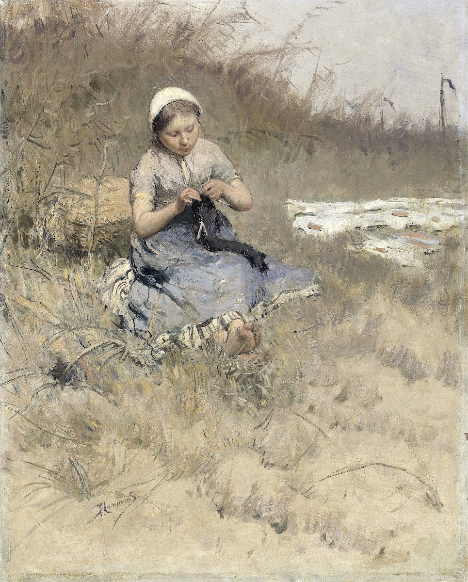 Girl Knitting 1885   1886