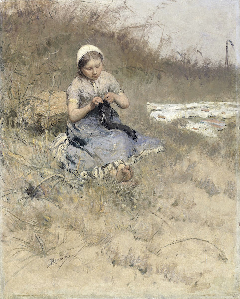 Girl Knitting 1885   1886
