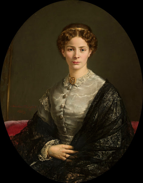 Portrait of a lady in a lacy scarf