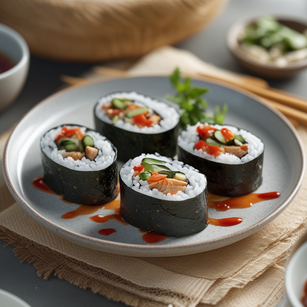 Final Teriyaki Chicken Sushi Roll Wraps with Spicy Mayo